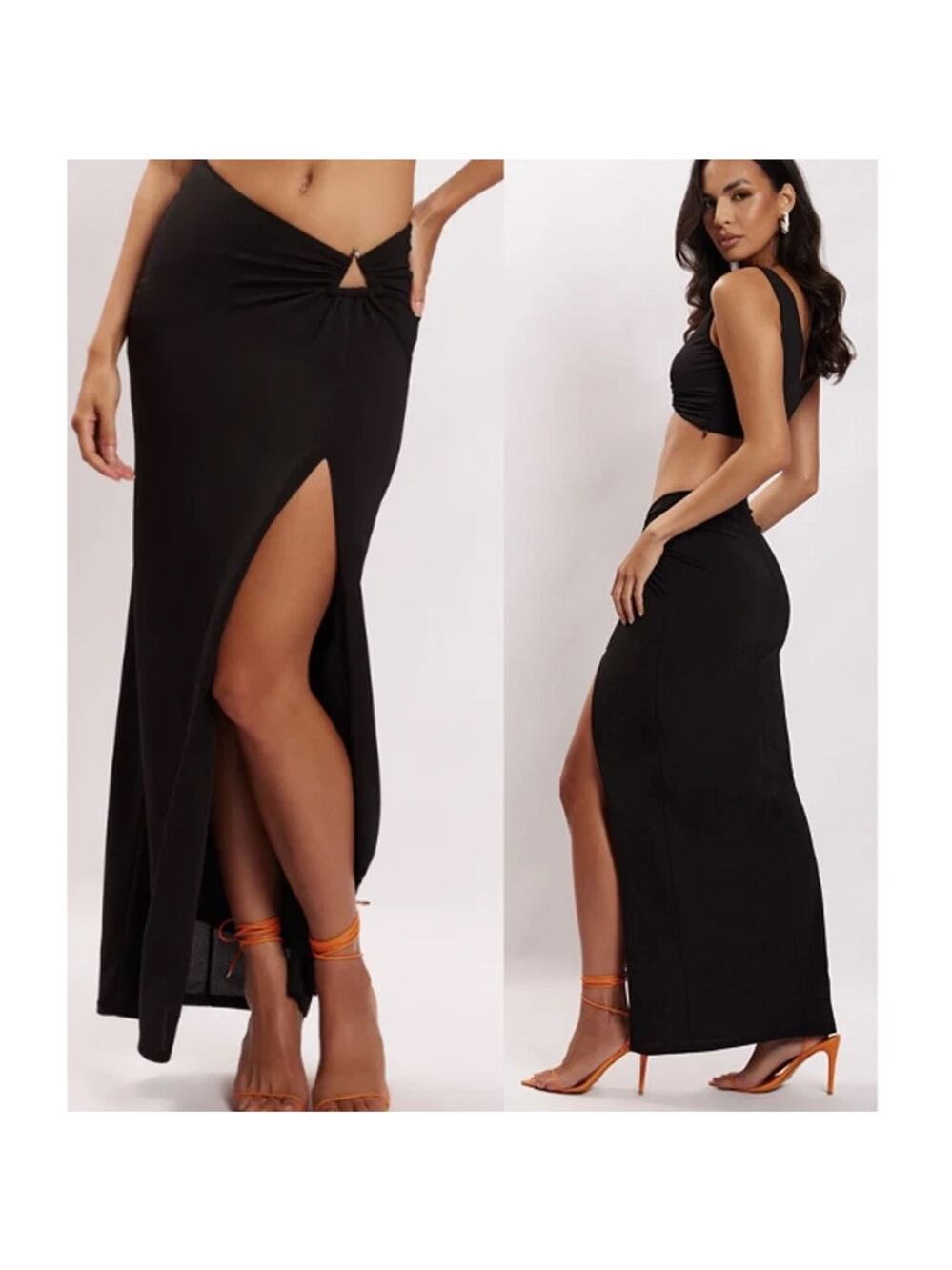 Meshki Jacqui Thigh Slit Maxi Skirt Sz S